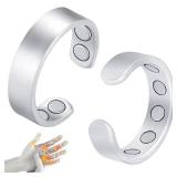 2PCS Copper Rings for Women Men, with Powerful 9X Magnets, Adjustable Solid Pure Copper (Silver Matte) - Retail: $10