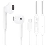 USB C Headphones for iPhone 17 16 15, Wired Headphones USB-C for iPad Pro Air Mini, iPad 10th, MacBook, Type C Earbuds for Samsung, Google Pixel, Earphones for Lenovo, Dell, Microphone, Volume Control