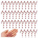 100 Pcs Mini Christmas Candy Cane for Crafts Fake Plastic Candy Canes Charm for Jewelry Making 1 Inch Red and White Mini Christmas Tree Ornaments Xmas Table Scatters for Home Party Decor - Retail: $7