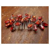 Red Wedding Crystal Hair Comb Elegant Bridal Wedding Hair Piece Teardrop Crystal Rhinestone Hair Accessories for Women Prom Party Photography - Retail: $8