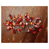 Red Wedding Crystal Hair Comb Elegant Bridal Wedding Hair Piece Teardrop Crystal Rhinestone Hair Accessories for Women Prom Party Photography - Retail: $8