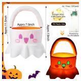 Halloween Ghost Candy Basket Glow in The Dark Plush Halloween Buckets for Trick or Treat Cute Candy Bucket Bag Holder for Party Favors Gifts - Retail: $12