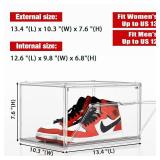 2 Pack Clear Shoe Storage Boxes Stackable Acrylic Shoe Display Case, Large Plastic Shoe Box Sneaker Organizer Purse Organizer with Magnetic Door, Size 12 or 13 - Retail: $30