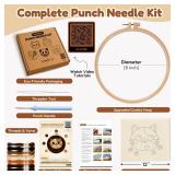 Punch Needle Kit for Adults Beginners Cat Face Design, Step-by-Step Video Pre-Printed Pattern and Written Instructions, DIY Embroidery Set with Yarn, Fabric, Hoop for Home Decor Crafts - Retail: $15