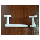 White Toilet Paper Holder SUS304 Stainless Steel Double Post Pivoting Toilet Paper Roll Holder Wall Mounted Toilet Tissue Holder for Commercial Bathroom RV Brushed Brass Finish - Retail: $18