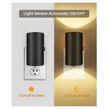 Night Lights Plug into Wall, LED Plug in Night Light, Dusk to Dawn Light Sensor, 0-100LM Adjustable Brightness Wall Light, Soft White 3000K, Dimmable Night Lights for Hallway Bedroom Stairway, 2 Pack 
