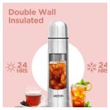 Milton Thermosteel Flip Lid 500, Double Walled Vacuum Insulated Thermos 500 ml | 16 oz | 24 Hours Hot and Cold Water Bottle with Cover, Stainless Steel, BPA Free, Leak Proof | Silver - Retail: $18