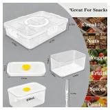 Premium Leak-Proof Snack Box Container with 8 Clear Compartments & 6 Airtight Lids | Portable Clear Snack Tray with Lid & Handle | Divided Serving Tray for Fruits, Snacks, Sauces, Veggie & More - Reta