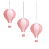 Pack of 3 Stripy Hot Air Balloon Paper Lantern Wedding Party Decoration Craft Lamp Shade (Baby Pink, 8 (20CM)) - Retail: $9"
