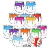 16 Pack Mini Clear Paint Cans, 1/2 Pint Plastic Empty Paint Buckets, 2.8 x 3.6" Party Favors Candy Containers, Art Paint Supplies with Metal Lids for Art Parties Weddings Birthdays Picnics - Retail: $