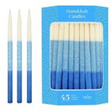 The Dreidel Company Dripless Deluxe Tapered Pastel, Blue and White Decorations, 1-Hour Burn Time Hanukkah Menorah Candles for All 8 Nights of Chanukah - Retail: $14