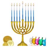 The Dreidel Company Dripless Deluxe Tapered Pastel, Blue and White Decorations, 1-Hour Burn Time Hanukkah Menorah Candles for All 8 Nights of Chanukah - Retail: $14