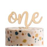 One Wooden Cake Topper - Baby First Birthday Party Cake Decorations Supplies, 1st Birthday/Baby Shower/Anniversary Milestone Sign Cake Topper, Birthday Party Celebration Photo Props - Retail: $12