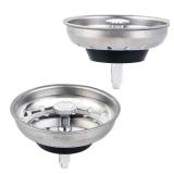 2 PCS Kitchen Sink Strainer and Stopper Combo Basket Replacement for Standard 3-1/2 inch Drain, Stainless Steel Basket with Rubber Stopper Bottom - Retail: $8
