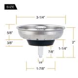 2 PCS Kitchen Sink Strainer and Stopper Combo Basket Replacement for Standard 3-1/2 inch Drain, Stainless Steel Basket with Rubber Stopper Bottom - Retail: $8