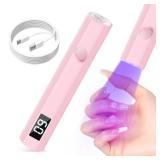 UV Nail Light Handheld UV Light for Nails 3W Portable Led Lamp with 2 Timer Settings 20/60s for Gel Polish Home DIY Salon Women(Pink) - Retail: $6