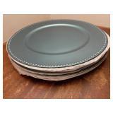 12 Pcs Metallic Bead Charger Plates 13 Inch Plastic Round Plates Bulk Wedding Beaded Chargers for Table Party Event Decoration(Green,Beaded) - Retail: $46