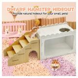 Hamster Hideout Wooden Chamber with Climbing Ladder, Visible Hamster Digging Box with Acrylic Transparent Board Gerbil Platform Exploring House Habitat Decor for Dwarf Hamsters Gerbils Mice - Retail: 