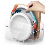 Round/Square Plastic, Foam & Paper Plate Dispenser, Space-Saving 7-12 Inch Disposable Plates Storage Organizer for Cabinet, Countertop, RV or Outdoor Use, Acrylic (Clear) - Retail: $12