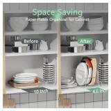Round/Square Plastic, Foam & Paper Plate Dispenser, Space-Saving 7-12 Inch Disposable Plates Storage Organizer for Cabinet, Countertop, RV or Outdoor Use, Acrylic (Clear) - Retail: $12