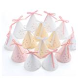 24 Pcs Lace Pastel Party Hats Pastel Birthday Party Hats with Lace Design and Velvet Bows Paper Princess Cone Hat with Elastic String for Birthday, Baby Shower, Bridal Shower Decor, 3x 5.5" - Retail: 