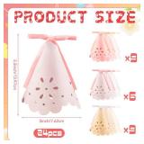 24 Pcs Lace Pastel Party Hats Pastel Birthday Party Hats with Lace Design and Velvet Bows Paper Princess Cone Hat with Elastic String for Birthday, Baby Shower, Bridal Shower Decor, 3x 5.5" - Retail: 