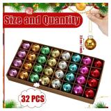 32 Pcs 1 Inch Mini Glass Christmas Ornaments Balls Shiny Christmas Balls Tiny Tree Hanging Decoration Small Colorful Ball Pendant for Xmas Party Supplies(Multi Colors) - Retail: $19