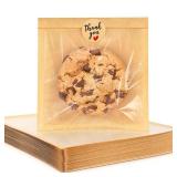 100 Pack Cookie Packaging Bags with Seal, 5.7x6.5 Inch Paper Bakery Bags with Window, Heat Sealable & Grease Resistant To Go Bake Sale Sleeves for Treat, Donut, Cake Slice, Scone, Brownie - Retail: $9