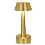 Cordless Small Table Lamp, Gold Battery Operated Lamp for Restaurant Dinner Table, Rechargeable Dimmable Night Light Touch Portable Lamp for Bedside Dining Room Patio Bar Outdoor Decor