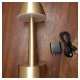 Cordless Small Table Lamp, Gold Battery Operated Lamp for Restaurant Dinner Table, Rechargeable Dimmable Night Light Touch Portable Lamp for Bedside Dining Room Patio Bar Outdoor Decor