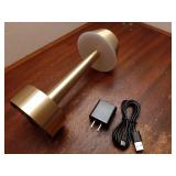 Cordless Small Table Lamp, Gold Battery Operated Lamp for Restaurant Dinner Table, Rechargeable Dimmable Night Light Touch Portable Lamp for Bedside Dining Room Patio Bar Outdoor Decor