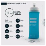 Large Soft Flask - 17 oz (500 ml) - Shrink As You Drink Pocket Soft Water Bottle for Hydration Pack/Running Vest- Folding Water Bottle for Running, Hiking, Cycling - Ski Water Bottles (F5L) - Retail: 