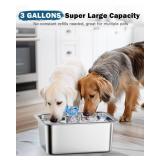 PETNF Dog Water Fountain for Large Dogs, 11L/3Gallon Stainless Steel Large Dog Fountain Water Bowl, Automatic Pet Water Bowl Dispenser with 2 Filters Indoor, Quiet and Safe Pump, Easy to Clean - Retai