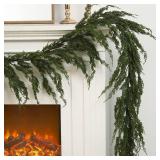 1 PCS 6 ft Christmas Cypress Cedar Garland - Artificial Real Touch Pine Needles Holiday Garland for Mantel Table Stairs - Winter Seasonal Indoor & Outdoor Decoration - Retail: $45