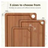 Bamboo Cutting Board for Kitchen, 3-Piece Set with Juice Grooves, Side Handles & Non-Slip Mats Durable Bamboo Chopping Board for Meat, Vegetables and Fruits - Retail: $30