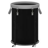 STORAGE MANIAC Rolling Laundry Hamper with Wheels 110L Laundry Basket, Round Laundry Cart with Metal Frame and Removable Bag, Clothes Hamper for Bedroom, Bathroom, Dorm Room, Laundry Room, Black - Ret