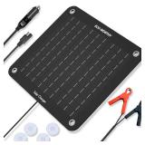 ECO-WORTHY 10W Solar Car Battery Charger Maintainer 12V Waterproof Portable Solar Trickle Charger for Car Truck Boat Lawn Mower RV Trailer Tractor ATV Utility Vehicle Battery - Retail: $28