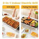 Electric Indoor Grill 1500W, YOHAWJAN 2 in 1 Smokeless Indoor Grills with Non-stick Removable Grill & Griddle Plate, Temperature Control, Portable Korean BBQ Grill with 3 Raclette Cheese Pans - Retail