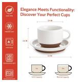 8 Ounce Cappuccino Cups Set of 4, Porcelain Stackable Coffee Cups with Saucers and Metal Stand, Multicolor - Retail: $45