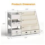 Kids Bookshelf and Toy Storage - Book Shelf for Kids Rooms, Toddler Bookshelves Baby Bookcase for Nursery, Montessori Toy Organizer, 6 Toy Bins for Kids Toy Storage - Retail: $100
