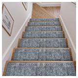 Vintage Stair Treads Non-Slip Stair Runner for Wooden Steps Indoor 15PCS 30x8" Carpet Stair Treads Stair Mats Staircase Step Treads for Kids, Elders and Dogs, Stair Covers, Dark Gray - Retail: $60"