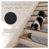 Vintage Stair Treads Non-Slip Stair Runner for Wooden Steps Indoor 15PCS 30x8" Carpet Stair Treads Stair Mats Staircase Step Treads for Kids, Elders and Dogs, Stair Covers, Dark Gray - Retail: $60"