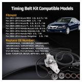 Timing Belt Kit with Water Pump for Honda Accord/Crosstour/Odyssey/Pilot/Ridgeline, Acura MDX/RDX/TL/TSX, Saturn Vue 3.0L 3.5L 3.7L (2003-2018) Replaces TKH002, TCKWP329, 19200-RDV-J01 - Retail: $72