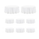 8 Pack Round White Table Cloths 120 Inch for Round Tables, Stain and Wrinkle Resistant Table Linens for Home Use, Wedding, Party, Banquet