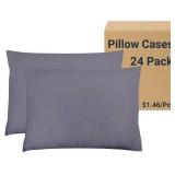 Pillow Cases Bulk 24 Pack - Standard Pillowcases with Envelope Closure, Soft Brushed Microfiber Pillow Cover for Hotel Airbnb Hospital Bedding Essential, Purple Gray - Retail: $30