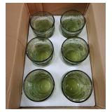 6Pcs Green Drinking Glassware, 10oz Drinking Glasses, Heavy Duty Glass Cups, Colored Embossed Glasses Set for Party Wedding Home Office Glassesware Gift - Retail: $28