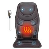 Heated Massage Seat Cushion with Remote Control, 8 Vibration Motors Chair Back Massager, Heat Therapy, Black - Retail: $50