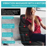 Heated Massage Seat Cushion with Remote Control, 8 Vibration Motors Chair Back Massager, Heat Therapy, Black - Retail: $50