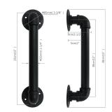 Set of 2 Industrial Pipe Door Pull Handle, Grab Bar, Towel Bar, Antique Rustic Cast Iron Handrail - Matte Black, 1-1/4Diameter Pipe, 15 Inch - Retail: $25"