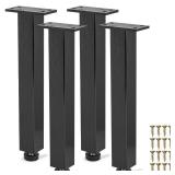 16 inch / 40cm Metal Furniture Legs, Pack of 4 Mid Century Modern Adjustable Square Rectangular Replacement Feet for Home DIY Projects Table Sofa Couch Chair Ottoman Bench TV Stand Black - Retail: $34
